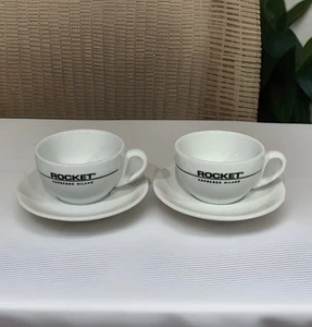 Rocket Espresso Milano Coffee Cup & Saucer Set of 2 80mL LPA Italy Double Sided - Picture 1 of 6
