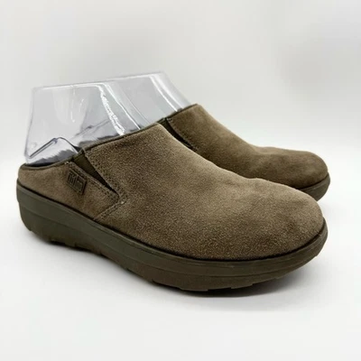 Zapatillas zueco Fitflop LOAFF gamuza zapatos informales con cordón elástico marrón talla 6 salón Foto 1 de 4