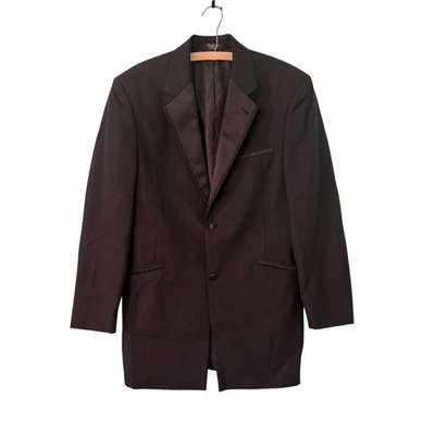 Chaqueta de esmoquin retro Andrew Fezza 40L negra para hombre con cuello y ribete satinado Foto 1 de 4