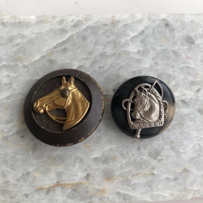 Pair of Vintage Horse Head / Equestrian Shank Buttons - Ralph Lauren & Unbranded - Image 1 of 4