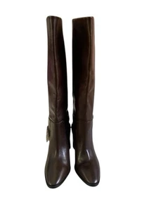 Zara Women’s Buckled Knee High Heeled Brown Boots Sz 41 - Picture 1 of 10