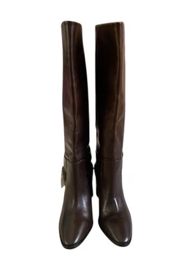 Botas marrones Zara para mujer con hebilla de tacón alto hasta la rodilla talla 41 Foto 1 de 4