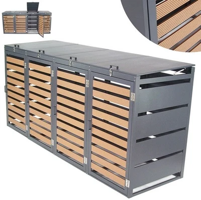 Mülltonnenbox Mülltonnenverkleidung WPC Holzdielen 4er 240L Box Mülltonne 57092 - Bild 1 von 4