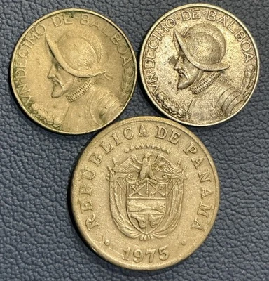 🇵🇦 Panama Coin Lot – 1947 SILVER 1/10 Balboa + 1973 Décimo + 1975 5 Centésimo - Image 1 of 2
