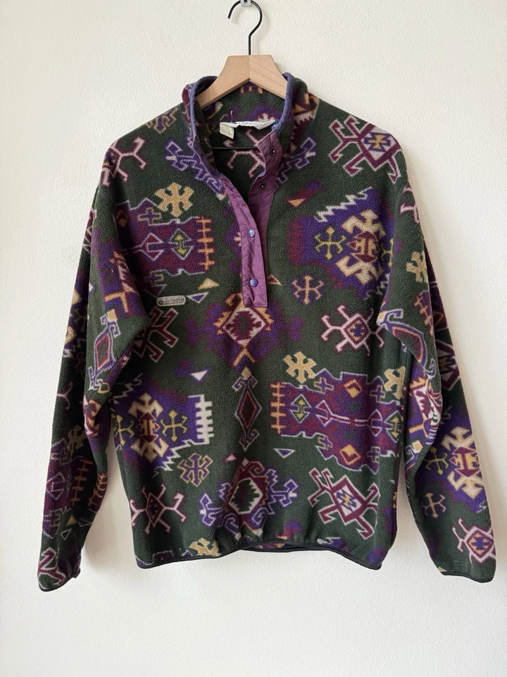Chaqueta azteca geométrica vintage de EE. UU. Columbia polar a presión T para mujer grande Foto 1 de 3