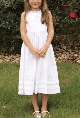 Strasburg Girl’s Vintage White Long  Dress Size 14Y Embroidered Flowers Lined - Image 1 of 4