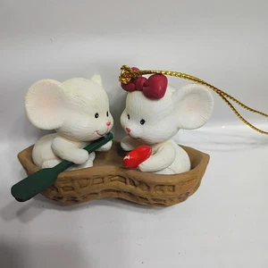 Ornament Weihnachten Vintage Mäuse auf einer Erdnussschale - Bild 1 von 6