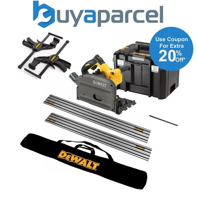 Dewalt DCS520NT 54v XR FLEXVOLT Cordless Plunge Saw Bare +2 Guide Rails + Clamps - Image 1 of 4