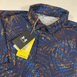 Under Armour Polo Shirt Mens Large Blue Multicolor Playoff 3.0 UPF 30 Logo Golf - Picture 1 of 8