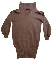 Suéter BTFBM Para Mujer Marrón Claro Cuello Capucha Tejido Largo Elegante Talla Mediana En Oferta - Imagen 1 de 9