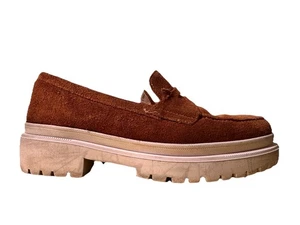 Patina Zoe klobiger Penny-Loafer Damen 9,5 braun Veloursleder Stollensohle Freizeit Herbst - Bild 1 von 8