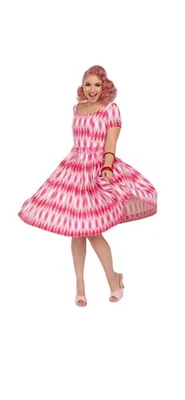 Vestido Gina Pinup Couture Rosa Patrón Arlequín Con Bolsillos Talla Pequeña Foto 1 de 4