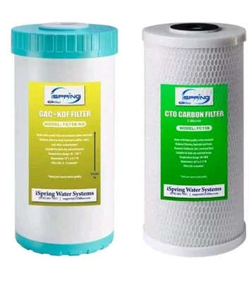 iSpring F2WGB21BKS Whole House 4.5"x10" CTO Carbon Block and GAC+KDF Filters - Image 1 of 2