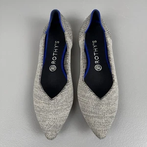 Rothys Shoes Womens 9.5 Grey The Point Slip On Knit Ballet Flats Pointed Toe - Picture 1 of 10