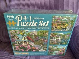 Bits and Pieces Glorious Gardens Puzzle Set 4 in 1 Box 1000 Piece Puzzles NEW - Picture 1 of 6