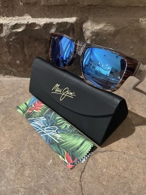 Maui Jim Keahi MJ873 Brown Strips Blue Hawaii Mirror Gray Polarized Sunglasses - Image 1 of 4