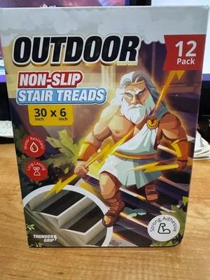 THUNDER GRIP Outdoor Stair Treads Non Slip 30" x 6" - 12-Pack Weather Resistant - Image 1 of 3