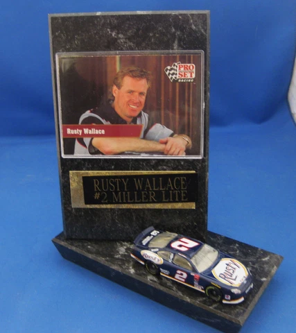 RUSTY WALLACE #2 MILLER LITE COLLECTOR PLAQUE WITH 1:64 SCALE CAR AND CARD Cover