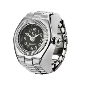 Vintage Mini Quartz Finger Ring Watch Retro Roman Numeral Alloy Jew - Picture 1 of 4