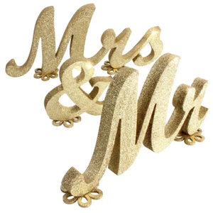 Madera Mr & Frau Adornos Dama de honor Decoraciones para bodas - Imagen 1 de 6