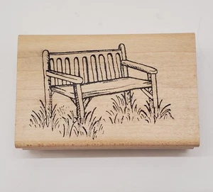 Hampton Art Stamps Wood Mounted Rubber Stamp H1392 Garden Bench - Picture 1 of 4