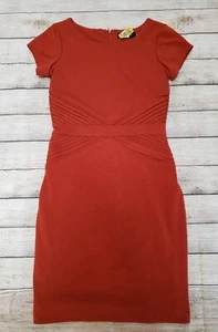 ELLEN TRACY BURNT ORANGE SHORT SLEEVE CAREER WIGGLE DRESS SZ 4 - Picture 1 of 7