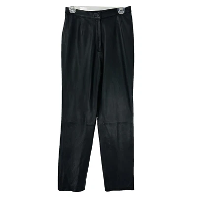 Women Size 6 MixIt High Rise Black Soft Leather Pants Straight Leg Lined Classic - Image 1 of 4