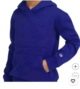 Youth Fleece Lined Champion Hoodie Blue Size L 14/16 - Picture 1 of 3