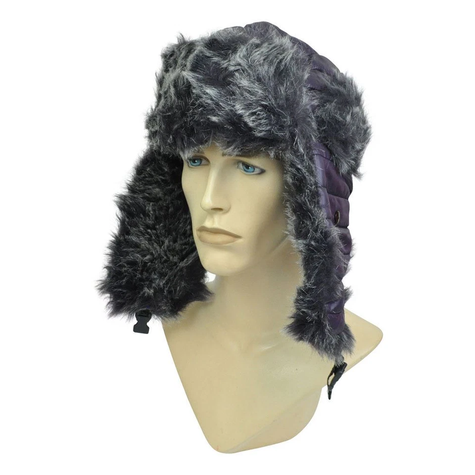 Sombrero de invierno liso en blanco de piel sintética púrpura aviador gorra oreja solapa piloto esquí  Foto 1 de 1