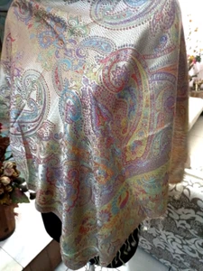 100% SEIDE PASHMINA Stola JAMAVAR Soie Tuch Limousine Halstola - Bild 1 von 6