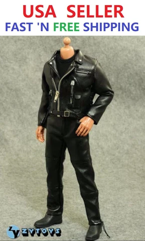 1/6 T-800 Arnold Leather Motorcycle Jacket Set For 12" Hot Toys Figure Cover