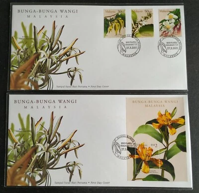 2001 Malaysia Scented Flowers Bunga Wangi Stamps FDC & MS FDC (KL cachet) Lot B - Image 1 of 4