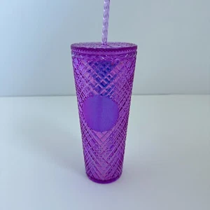STARBUCKS  IRIDESCENT Purple Jeweled  GRID  TUMBLER COLD CUP 24OZ - Picture 1 of 7