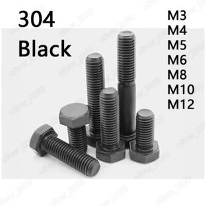 Tornillos hexagonales de acero inoxidable 304 negros Tornillos de cabeza hexagonal M4 M5 M6 M8 M10 M12 - Imagen 1 de 5