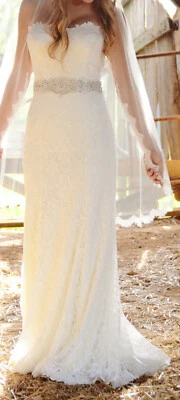 Свадебное платье BHLDN Tadashi Shoji 'Seraphina' ~ размер 0 ~ кружевное платье без бретелек со свечами - Изображение 1 из 4