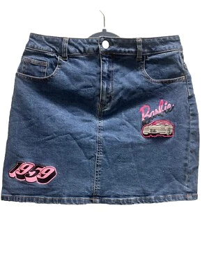 BARBIE Patches Denim Jean Skirt Girls Size 16 Excellent Condition! - Image 1 of 4