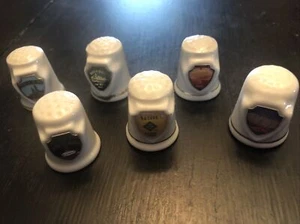 Lot Of 6 Ceramic Vintage Thimble SOUVENIR Collectors Chevron Design - Picture 1 of 7