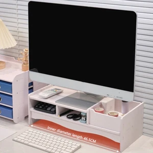 Desktop Computer Monitor Stand Office Stationery Storage Laptop Rack With Dr _wa - Picture 1 of 15