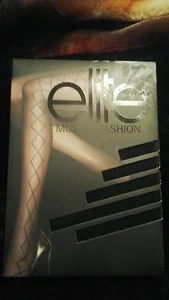 Elile Models top women's size medium/large black nylons diamond design control - Picture 1 of 4