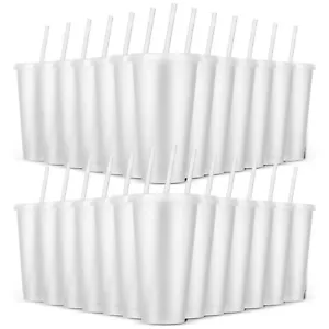 24 Pack Plastic Tumblers with Lids and Straws, Reusable Cups with Lids Plasti... - Picture 1 of 8