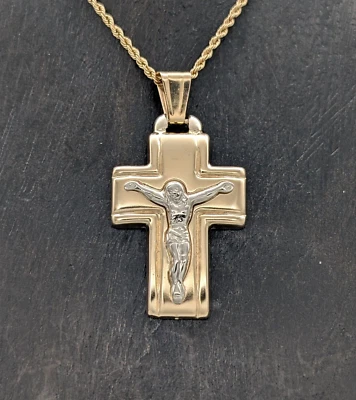 Cruz Colgante de Collar Jesús 585/14K Oro Amarillo para 4,70Gr. #928 - Imagen 1 de 4