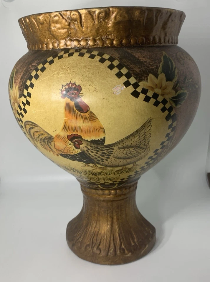 Jarrón floral de otoño de gallo a cuadros de granja de campo decoración del hogar Foto 1 de 4