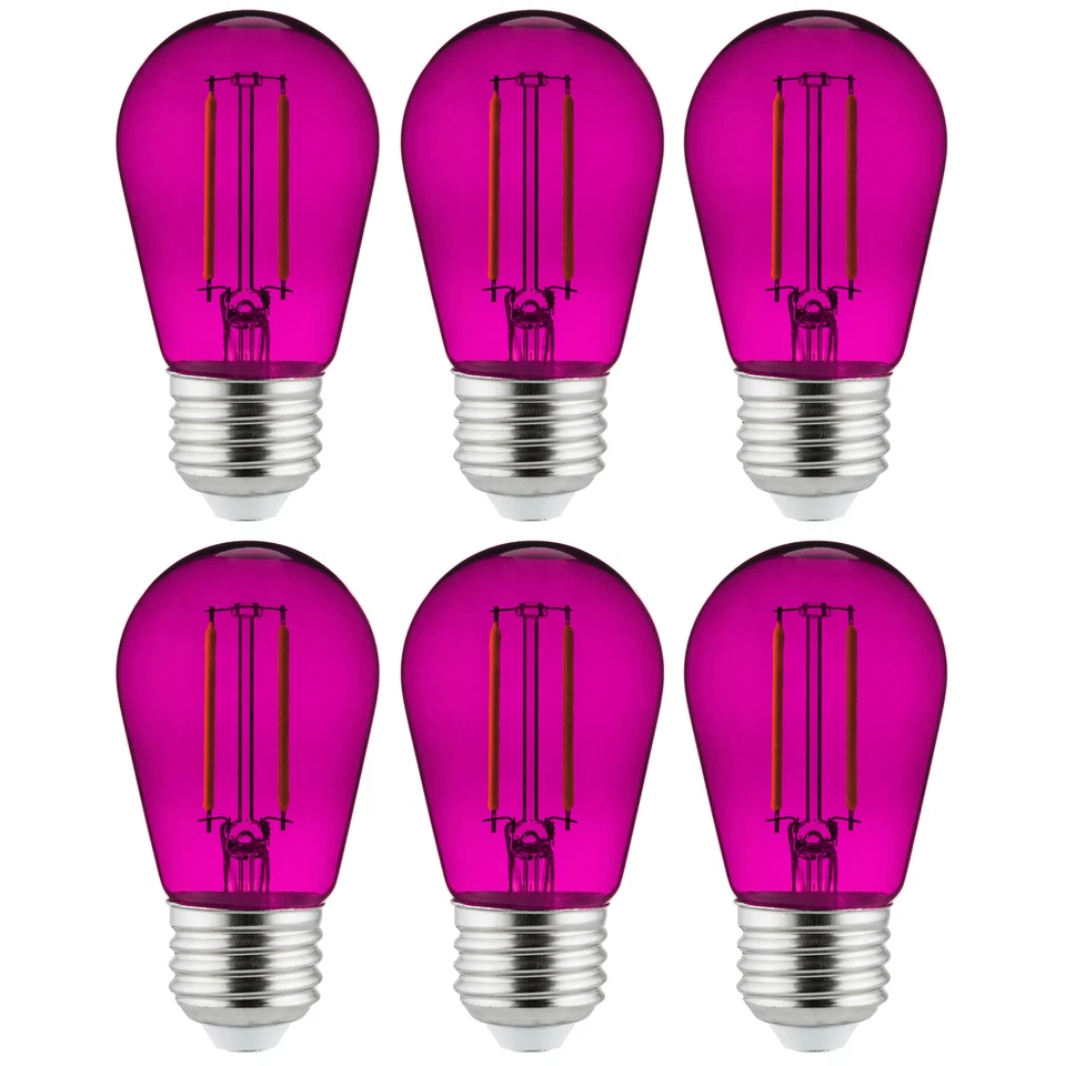 6PK LED Filament S14 Sign 2-Watt Transparent Dimmable Light Bulb Purple - Image 1 of 1