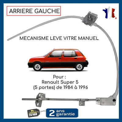 Leve Vitre Manuel Arriere Gauche pour RENAULT Super 5 7700774977 7700762611 - Photo 1/4
