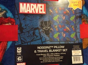NUEVO CON ETIQUETAS Nuevo Juego de Almohada y Manta de Viaje Marvel Avengers Nogginz Pantera Negra - Imagen 1 de 7