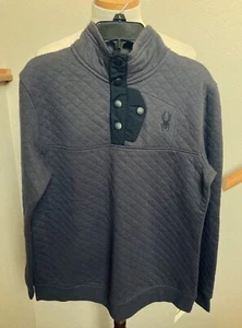 Spyder-L/S-Jungen-grau mit schwarz-gesteppt-1/2 Druckknopfleiste vorne-Pullover Sweatshirt-Neu mit Etikett - Bild 1 von 7