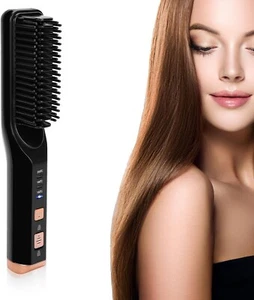 Hair Straightener Brush, USB Electric Heated Straightening Brush Salon Home... - Picture 1 of 9