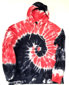 Tie-Dye Pullover Hoodie, Pink/Blue 70ies, BOHO, 100 % Cotton, Small, Retro - Picture 1 of 6
