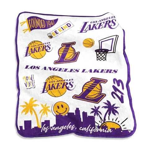 Los Angeles Lakers 50'' x 60'' Native Raschel Plush Throw Blanket Cover