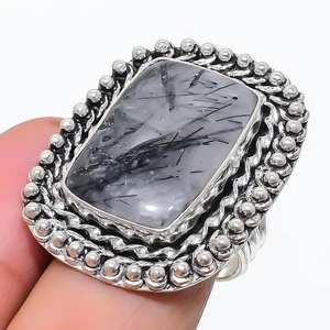 Anillo Joyería Plata Esterlina 925 Piedras Preciosas Rutilo Negro Talla 8 X-Mas Regalo y702 - Imagen 1 de 3